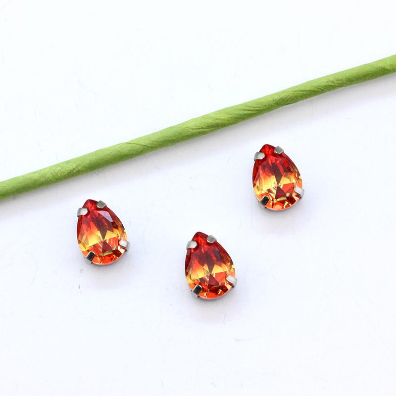 Серебряный коготь Капля Турмалин Бриллиант Градиентный драгоценный камень для DIY ювелирных изделий, обуви, сумок - 10x14 мм Кристальный камень.