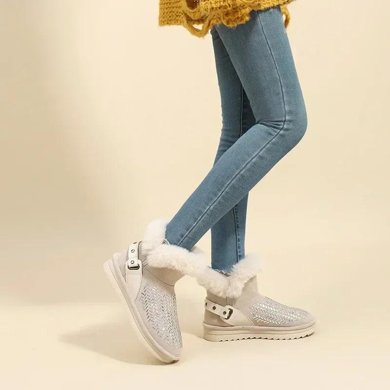 Модные женские ботильоны со стразами, зимние ботинки, элегантные на среднем каблуке, высококачественные ботильоны для женщин, весна 2024, защитный плюш