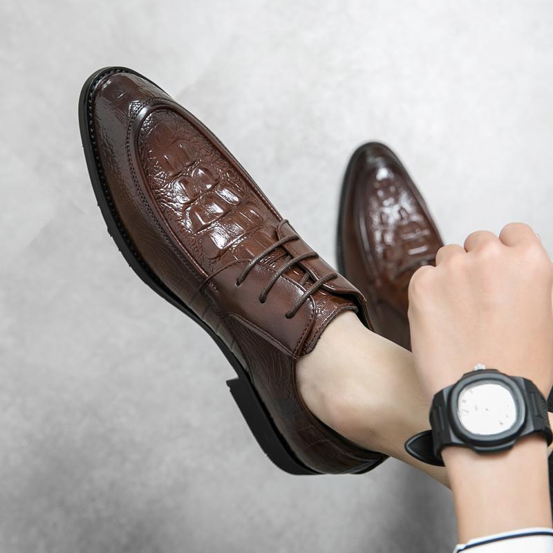 Модные мужские новые деловые туфли с открытым носком, формальные туфли без застежек, мужские оксфорды, высококачественная кожаная обувь для мужчин