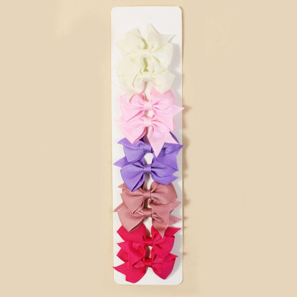 10Pcs/pack Multi-color Kids Hair Clips Solid Color Bowknot Barrettes Bow Hairpin  Hair Accessories