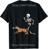 Funny Halloween Belgian Malinois Dog Skeleton T Shirts Men Cotton Humor Streetwear Tee Shirt Short Sleeve Unisex Loose Clothing