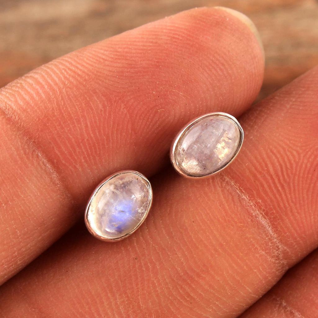 Сердолик Аметист Лунный камень Гранат Лабрадорит Серьги-гвоздики Ювелирные изделия ручной работы из стерлингового серебра 925 пробы