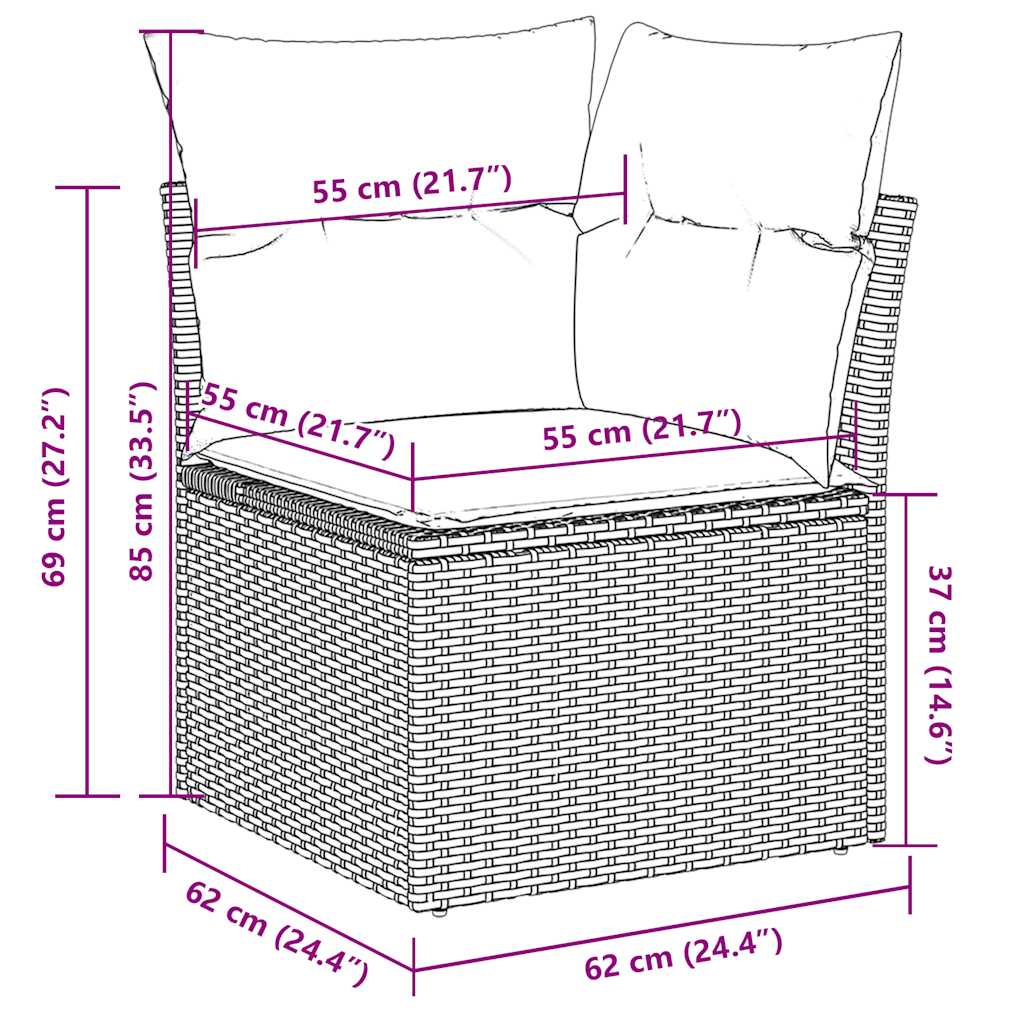 8 piece Garden Sofa Set with Cushions Black Poly Rattan