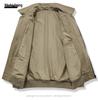 Unisex Casual Cotton Bomber Jacket - Solid Color, Lapel, Spring/Autumn, Loose Fit