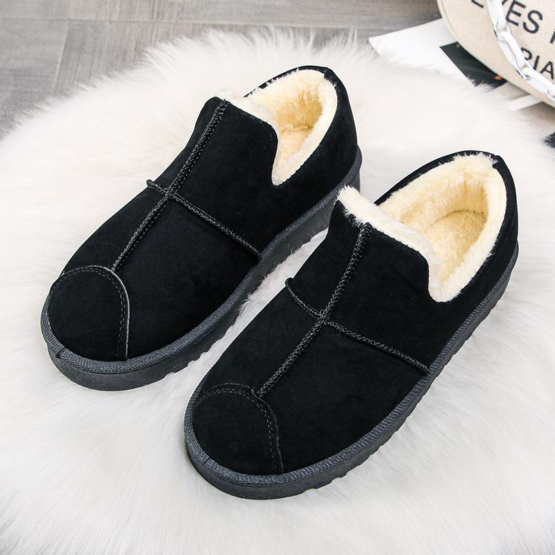 Зимние сапоги, женские короткие утепленные хлопковые туфли, нескользящая зимняя новая обувь, студенческая женская обувь, черные ботинки