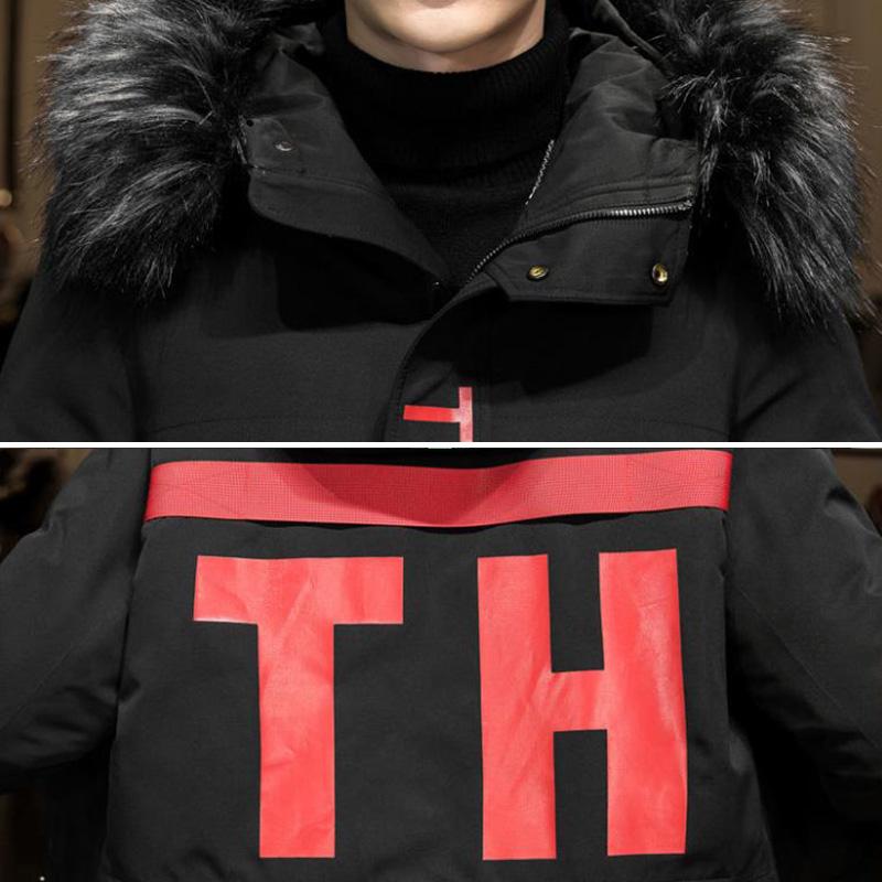 Большой пуховик с меховым воротником, мужская зимняя утепленная хлопковая куртка средней длины с капюшоном, повседневная куртка, теплые пуховики на молнии