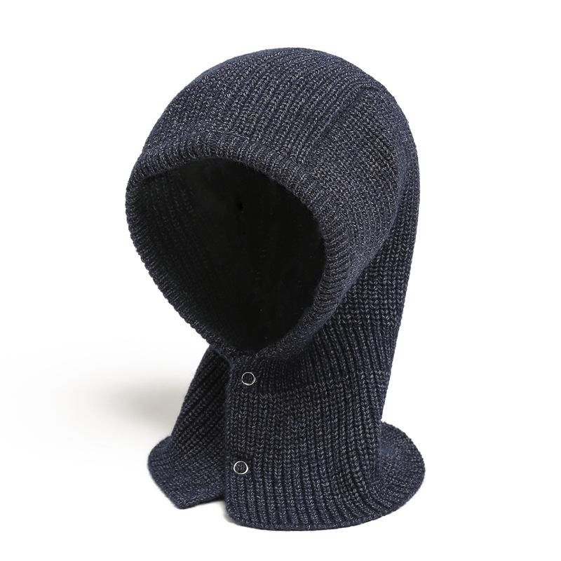 Зимняя шерстяная шапка и шарф с застежкой-молнией в одном однотонном цвете, универсальная вязаная шапка-балаклава и чехол для шарфа