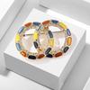 Lanhao Vintage Enamel Double-Ring Brooch - Unisex Retro European & American Style