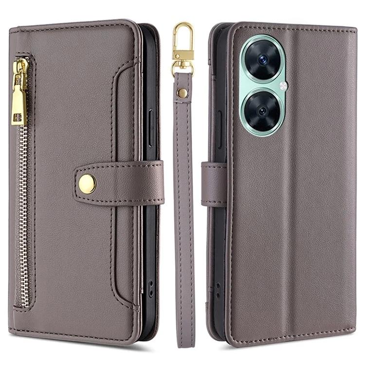 Чехол для телефона Huawei Enjoy 60 Pro / nova 11i / Maimang 20 с карманом на молнии и несколькими отделениями для карт, кожаный флип-чехол с ремешками