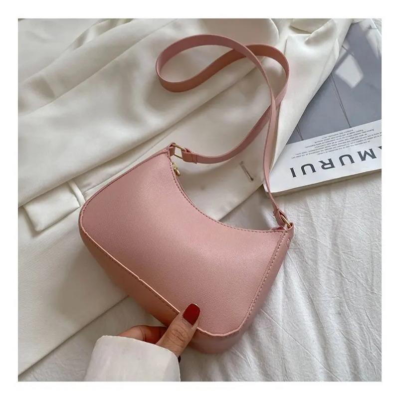 New Women's Fashion Handbags Retro Solid Color PU Leather Shoulder Underarm Bag Casual Women Handbags Trend