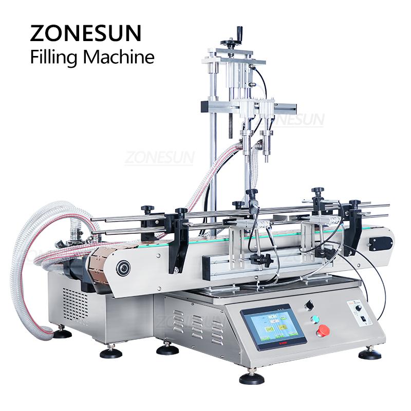 ZONESUN ZS-DTHSP2 Automatic Thick Liquid Filling Machine 2 Head Piston Pump Juice Gel Shampoo Lotion Filler