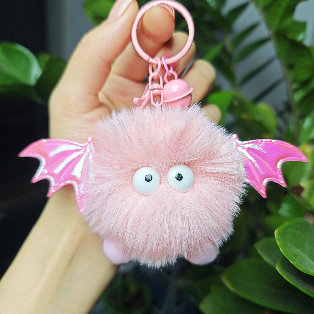 Cross-Border Plush Little Devil Soot Ball Faux Rex Rabbit Fur Pendant Keychain/Backpack Charm