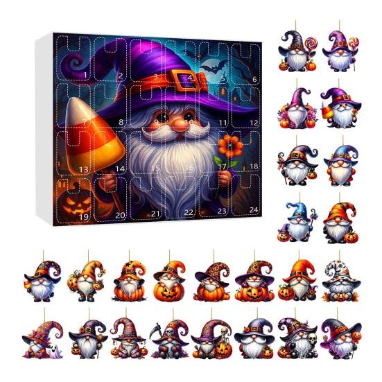 Календарь Адвента на Хэллоуин 2025 Ужасающий кулон-гном Коробка для отсчета 24 дней Милые мини-персонажи