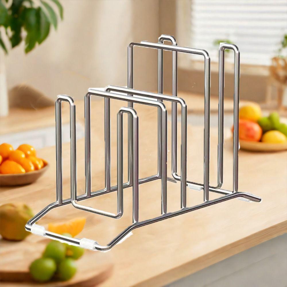 Vertical Stainless Steel Pot Lid Storage Rack Thickened Chopping Board Rack Cabinet