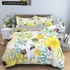 Yellow Sunflower King Queen Bedding Set Blossom Flowers Duvet Cover Blue Butterfly Floral Quilt Cover Polyester Comforter Cover
