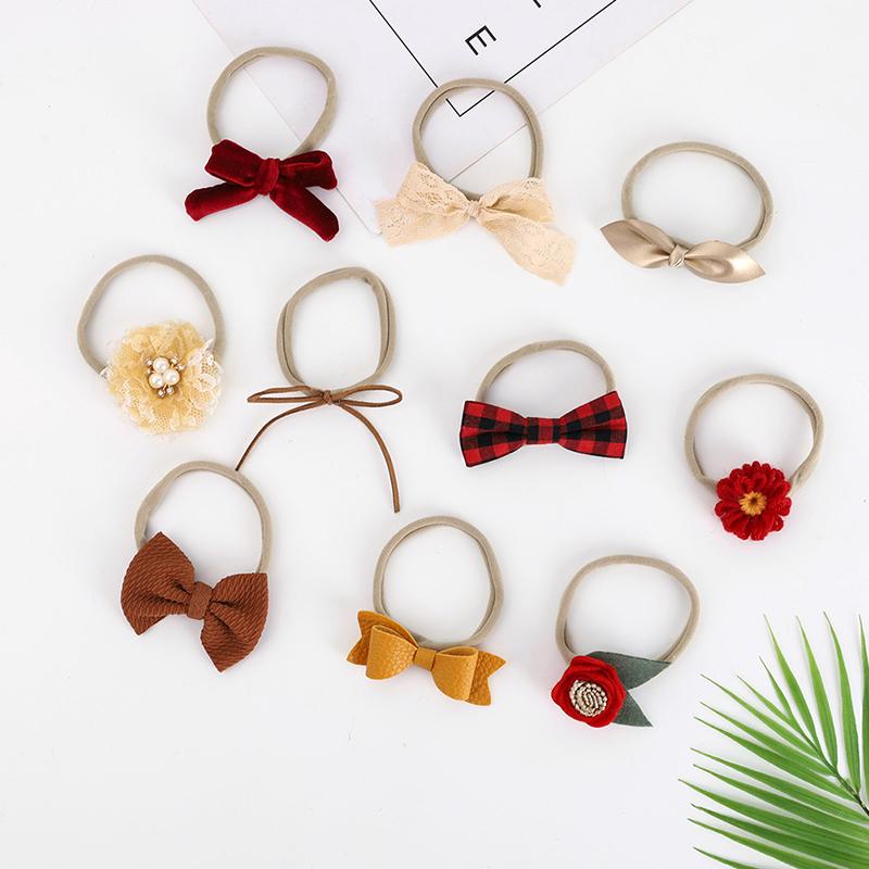 10 шт./компл., повязки на голову с милыми бантиками для новорожденных девочек, эластичная детская повязка на голову с цветком принцессы, повязка на голову для девочек, аксессуары для волос