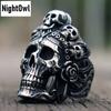 Крутое большое мужское кольцо из нержавеющей стали с черепом в готическом байкерском стиле, размер 7-15
