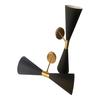 Modern Italian Mid Century Diabolo Pair Sconces Black Brass Double Cone Wall Light
