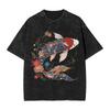 Koi Carp Fish Japanese T Shirts Washed Short Sleeve Harajuku TShirts  Vintage Men Women Streetwear Printed Tee Shirt