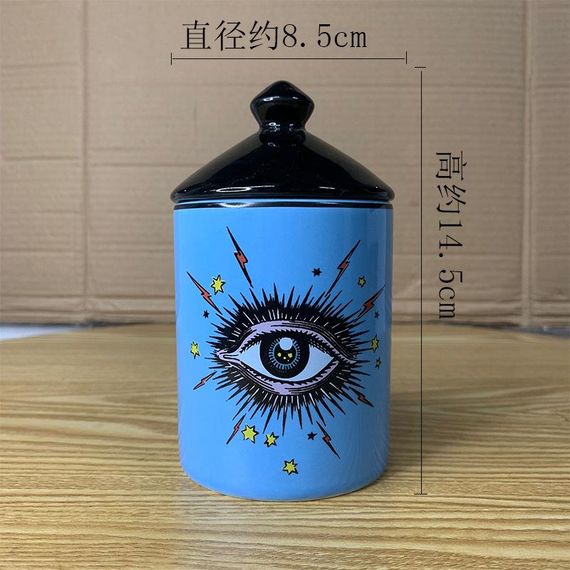 Abstract Eye Ceramic Cup Creative Abstract Coffee Cup with Lid Tableware Aromatherapy Candle Cup Candy Bottle Home Decoration