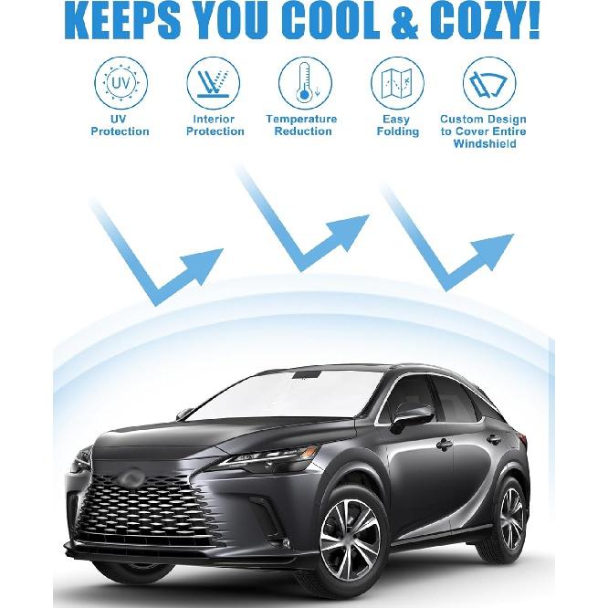 Солнцезащитная шторка на лобовое стекло, совместимая с аксессуарами Lexus RX 2023 2024 — двухслойная складная передняя солнцезащитная козырек 210T