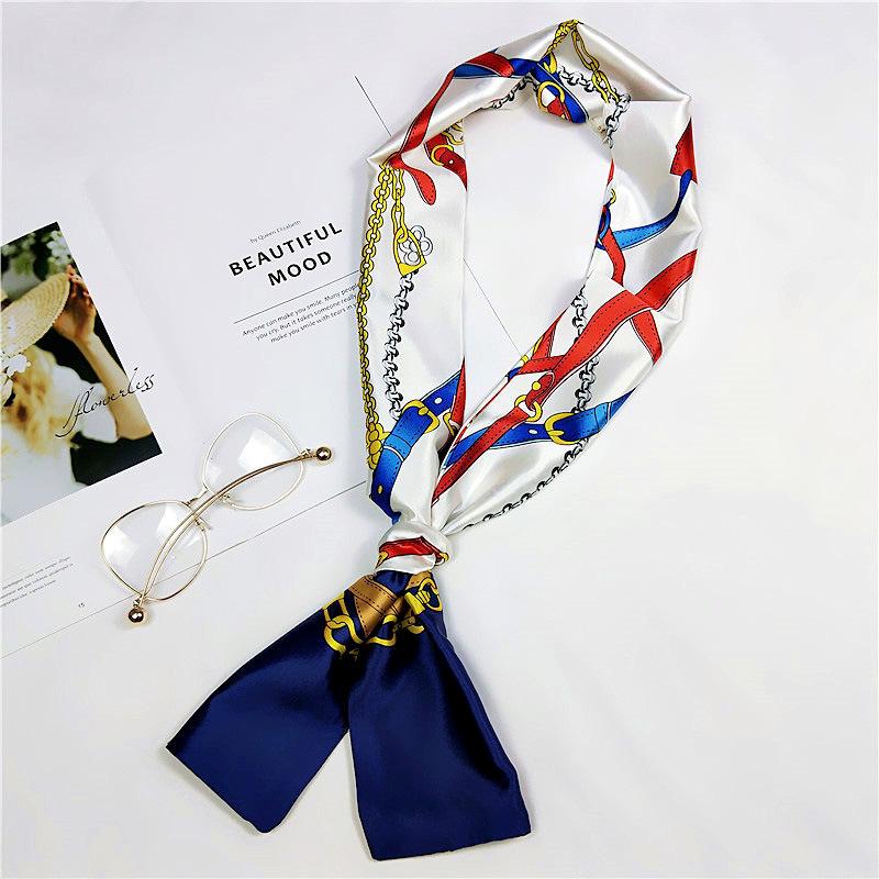 Маленький шарф женский длинный стиль весна и осень двухстороннее украшение универсальный зимний маленький шарф профессиональный шарф длинный шарф аксессуар