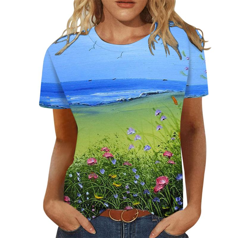Sunflower Women's T-shirt O-neck Short Sleeve Printing Female Clothes Fashion Street T Shirt Girls Summer Casual Top Tees