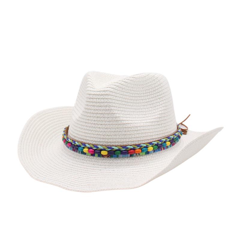 Tibetan Tibetan straw hat top hat Men's and women's ethnic minorities' style retro flat-brimmed jazz hat Fishing sunscreen hat