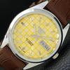 ВОССТАНОВЛЕННЫЕ МУЖСКИЕ ЧАСЫ SEIKO 5 AUTOMATIC, СДЕЛАНО В ЯПОНИИ, ЖЕЛТЫЙ ЦИФЕРБЛАТ, ИЗГОТОВЛЕНЫ НА ЗАКАЗ a440075-2 QV90-a440075
