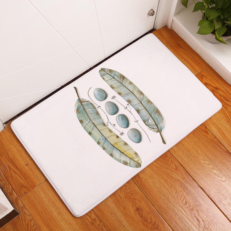 Non-slip Super Soft Carpet Color Feather Printing Bedroom Entrance Door Mat Balcony Living Room Welcome Mat