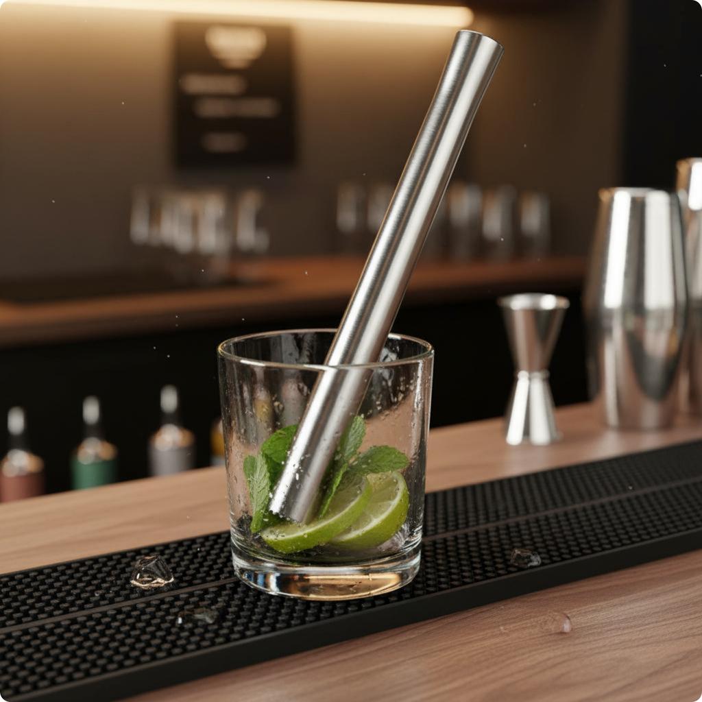 Stainless Steel Muddler Heavy Duty Ice Crushing Stick Long Handle Muddler Easy to Clean Bar Tool Food Safe for Restaurant