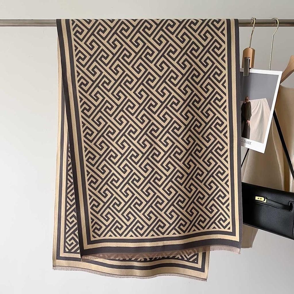 Winter Women Print Warm Scarf Cashmere Pashmina Double Sided Scarves Shawls Female Thick Blanket Wrap Bufanda Stole Echarpe