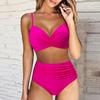 High Waist Bikini  Woman Swimsuit Women Swimwear Bathing Suit Padded Push Up Ruched Swimsuit Women Bikini Set