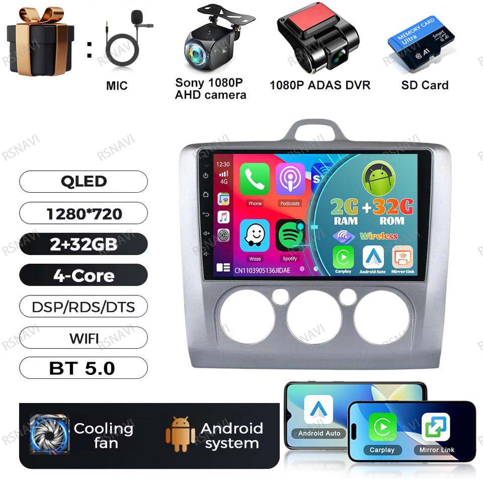Android 16 Video Player For Ford Focus 2 Mk 2 2004 - 2011 Multimedia Car Radio Audio Auto 5G WIFI Carplay RDS BT Head Unit GPS