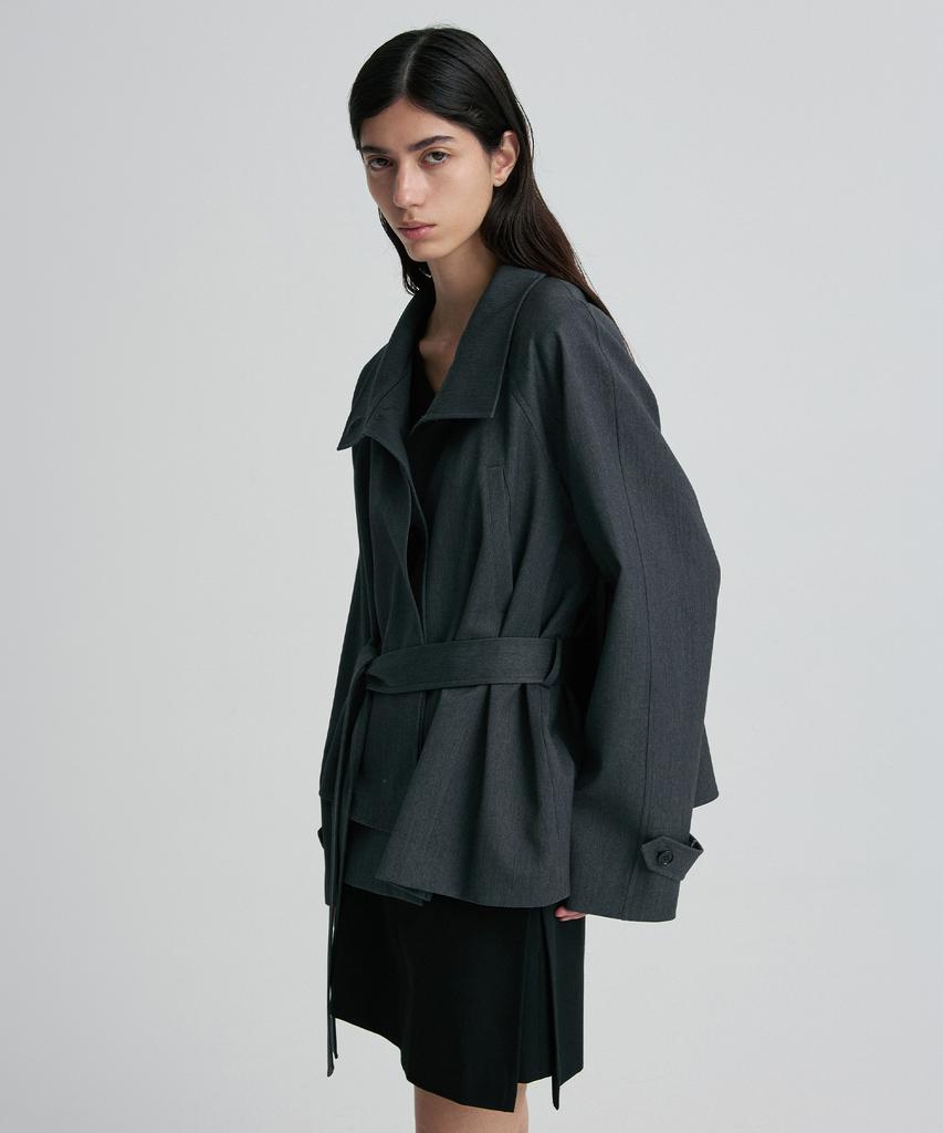 RE RHEE Wool-Silk Blend Trench Coat