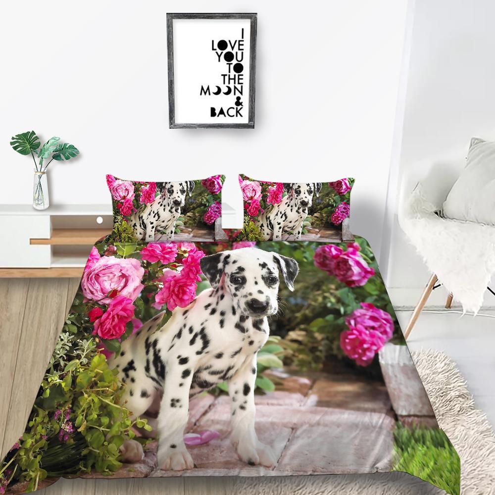 Новая мода Цветок Пододеяльник Комплект домашних животных Постельное белье Собаки Наволочка Дизайн Домашний текстиль Мультфильм Мужчина Женщина Одноместный Чехол на кровать King Size