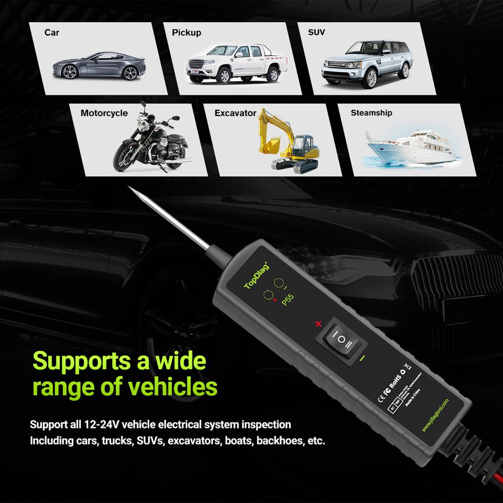 Сверхмощный автоматический тестер цепей, испытательная лампа 12 В/24 В с зажимом типа «крокодил», тестер напряжения цепи для автомобилей, мотоциклов