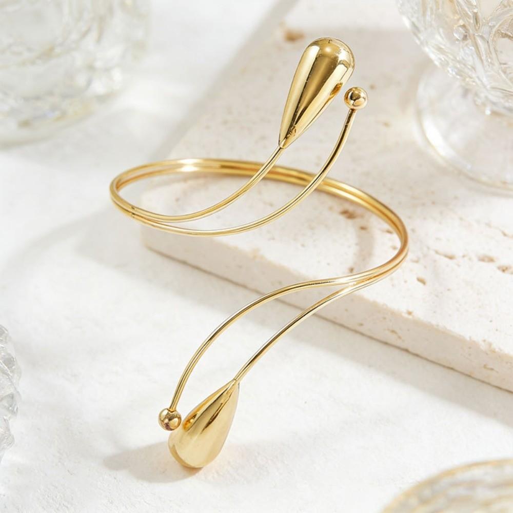 Spiral Twisted Open Cuff Armlet Geometric Water Drop Bangle Jewelry Accessories