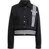 Originals Adibreak Striped Logo Design Polo Collar Long Sleeve Denim Jacket Women Jackets Black JJ3095