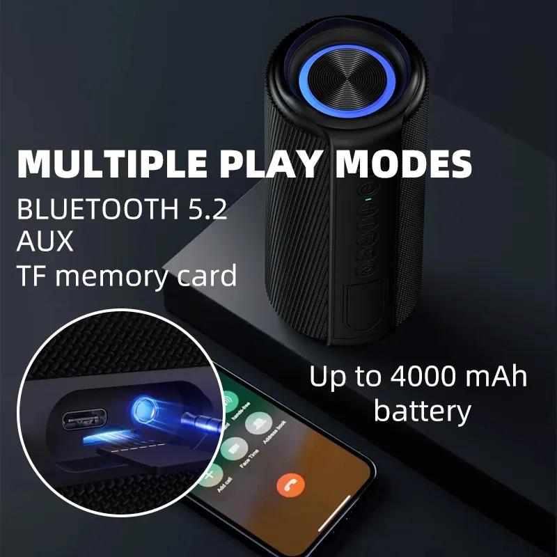 Портативная колонка, Беспроводная Bluetooth-колонка, Водонепроницаемость IPX7, Громкий стереозвук 40 Вт, Более 13 часов воспроизведения со светом, для дома и улицы