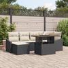 VidaXL 7-Piece Garden Sofa Set with Black Cushions In Poly Rattan 3358595