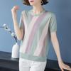 Mom's Ice Silk Stylish T-Shirt - Summer 2026: Fashionable Short-Sleeve Top for Middle-Aged and Elderly Women