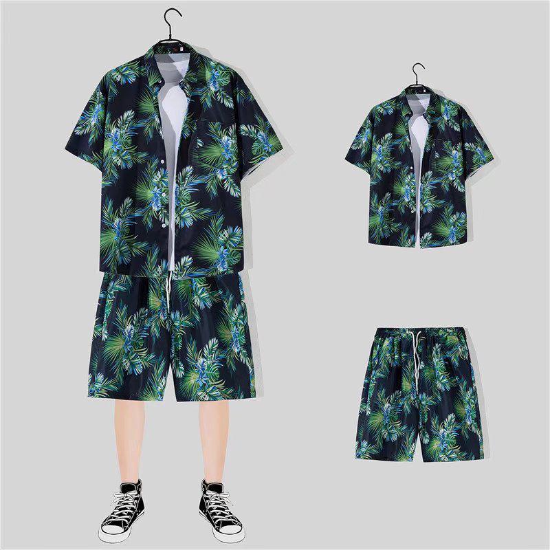 Men's Hawaiian Vacation Beach Shirt and Shorts Set