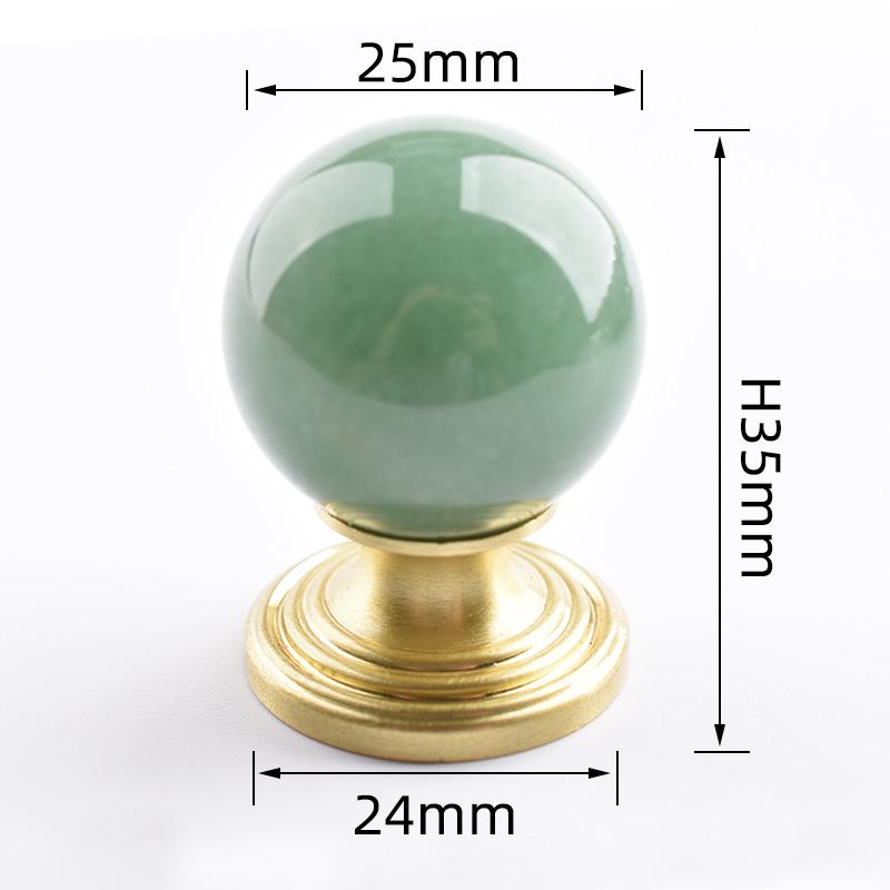 TENCHTWO 25mm Sphere Brass Furniture Drawer Knob Nature Stone Kitchen Dressing Cabinet Pulls Cabinet Wardrobe Door Handle