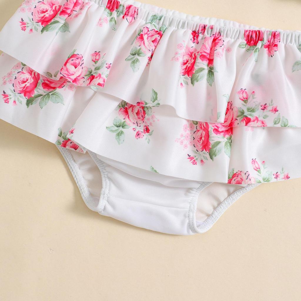 Детский купальник на одно плечо с цветочным принтом