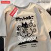 Japanese Fun And Cute Harajuku Cat Clothes Men Women Cotton Tops Creativity Casual T Shirts Cartoons Loose Couple Short Sleeve