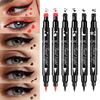 Black Seal Eyeliner Pen Star + Moon Stamp Long-Lasting Eye Liner Pencil Eyes Makeup Cosmetics Waterproof Eyeliner Smiley