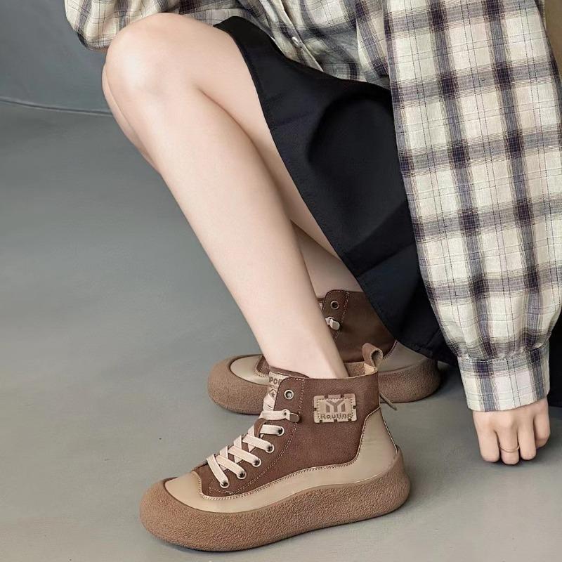 Флисовые Толстоподошвенные Ретро Высокие Кеды Универсальные Повседневные Ботильоны