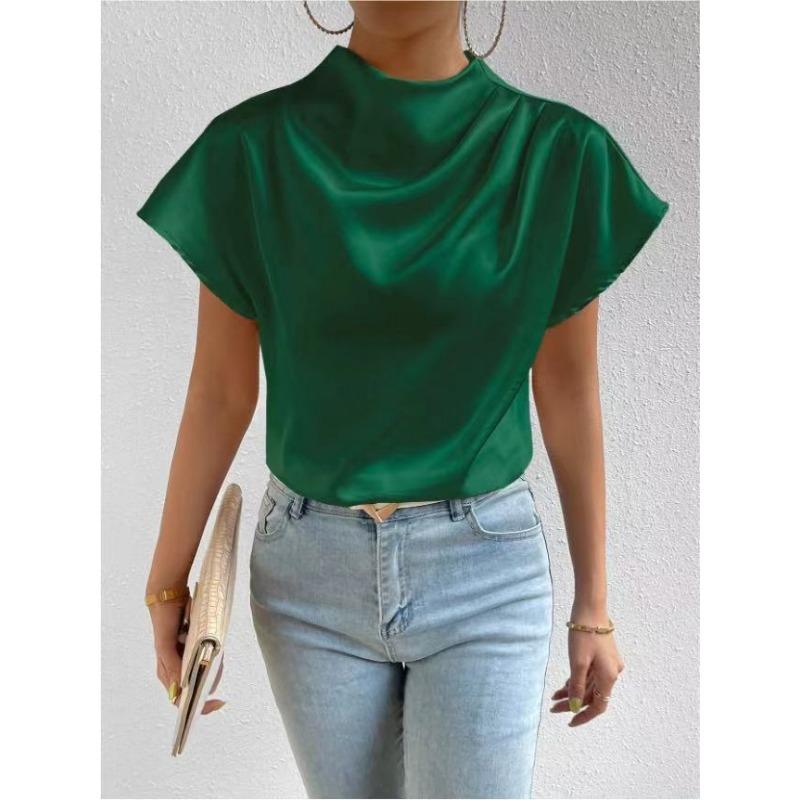 Женская летняя мода, новый топ с круглым вырезом и короткими рукавами