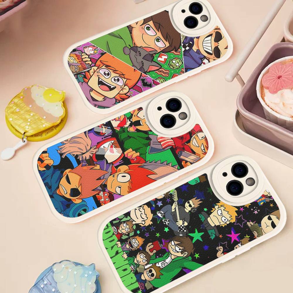 Мультяшный Милый Чехол Для Телефона E-Eddsworlds Для IPhone 16 15 14 11 12 13 Pro Max Plus Задняя Кожаная Крышка